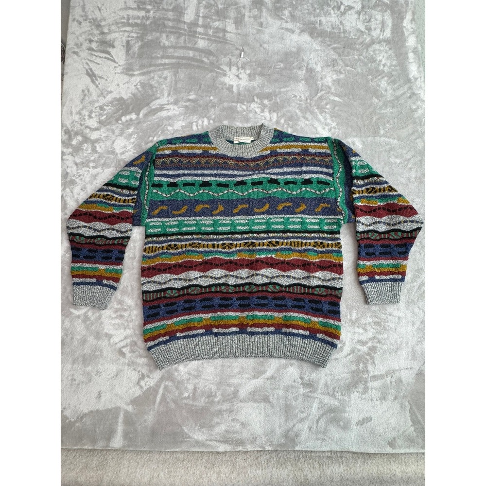 Norm Thompson Mens Multicolor GeometricWool‎ Blend Sweater Made in Italy Size L